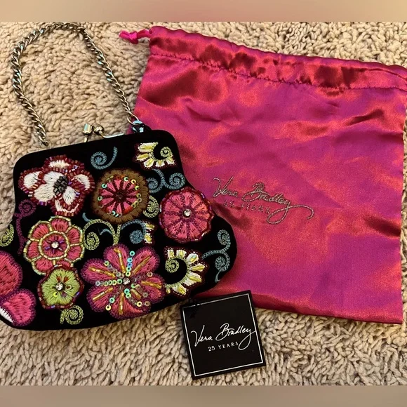 Vera Bradley beaded clutch bag w satin cover bag - Picture 1 of 6